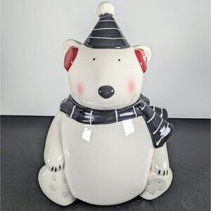 Polar Bear Black/White scarf and Hat - Cookie Jar, Great Condition!